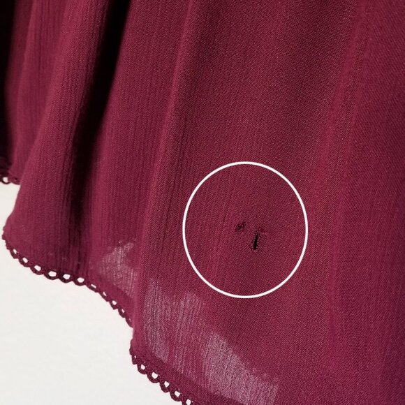 Free People Mohave Embroidered Daytime Mini Dress Babydoll Plum Burgundy M $148 - Picture 16 of 16